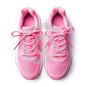 Stylish Pink Athletic Shoes Isolated on White Background. Generative ai