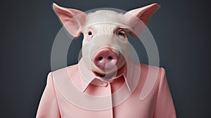 Stylish Pink Pig In Deconstructed Tailoring Stock Photo