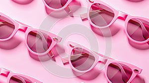 Stylish Pink Sunglasses Array on Pastel Background