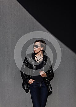 Stylish portrait woman in luxury sunglasses