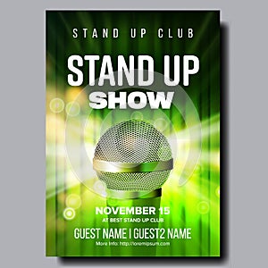 Stylish Poster Of Stand Up Show In Club Vector