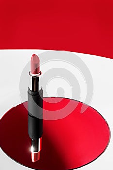 Stylish presentation of a beautiful red lipstick