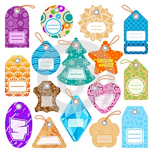 Stylish price clothes tag with pattern sale card stickers collection paper blank business promotion badge vector