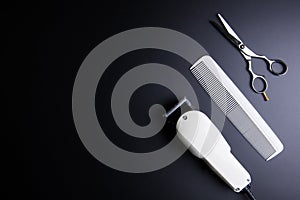 Stylish Professional Barber Scissors, White comb and White elect