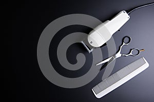 Stylish Professional Barber Scissors, White comb and White elect