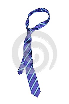 Stylish purple striped men\'s tie isolated on white background.