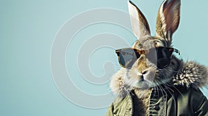 Stylish Rabbit Wearing Sunglasses and Jacket