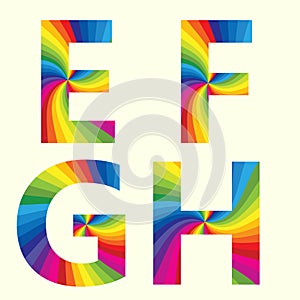 Stylish Rainbow Alphabet. E F G H