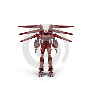 Stylish Red Robot isolated on white 3D Illustration