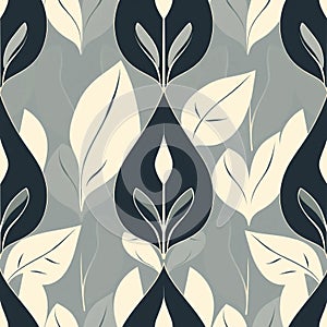 Outline Leaf Artistic Textile Pattern