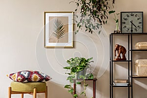 Stylish retro home staging of living room. photo