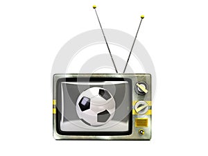 Stylish retro TV with soccer ball