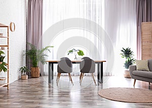 Stylish room interior with plants. Home decoration