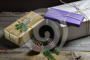 Stylish & rustic christmas gifts box presents