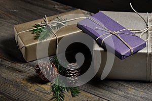 Stylish & rustic christmas gifts box presents