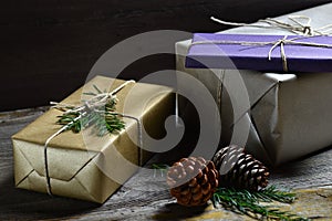 Stylish & rustic christmas gifts box presents