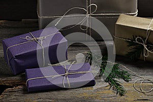 Stylish & rustic christmas gifts box presents