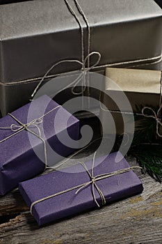 Stylish & rustic christmas gifts box presents