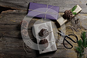 Stylish & rustic christmas gifts box presents