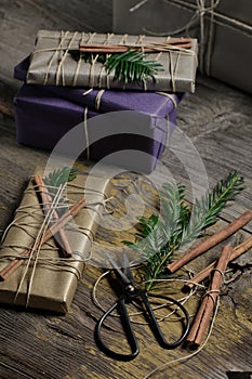 Stylish & rustic christmas gifts box presents