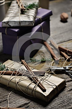 Stylish & rustic christmas gifts box presents