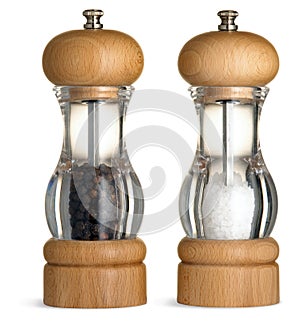 Stylish salt and pepper condiments dispenser photo