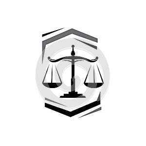 a stylish scales of justice logo design vector for law lirm law Office and lawyer services