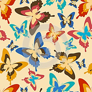 Stylish seamless pattern with colorful butterflies