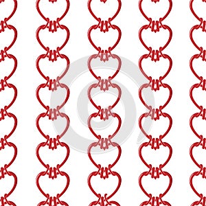 Stylish Seamless vector of red heart from chain Realistic illustration vertical stripe valentines mood ,Design for fashion,fabric,