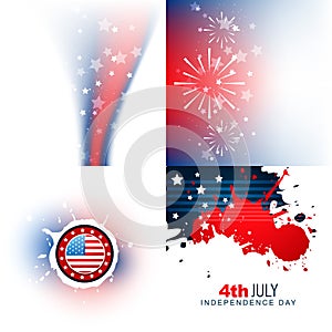 Stylish set of 4th july independence day background