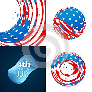 Stylish set of 4th july independence day background illustration