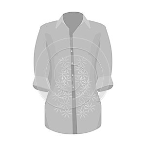 Stylish shirt for women. Women dressed in ceremonial clothes. Woman clothes single icon in monochrome