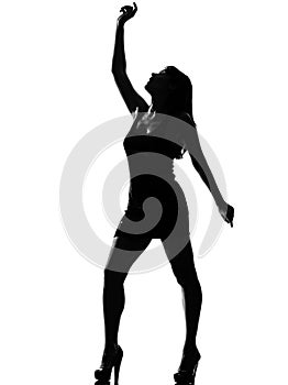 Stylish silhouette woman dancing happy