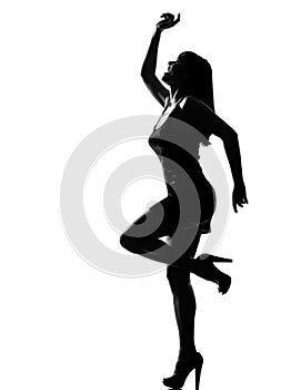 Stylish silhouette woman dancing happy