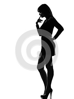 Stylish silhouette woman full length thinking