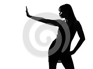 Stylish silhouette woman stop gesture