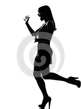 Stylish silhouette woman surprised welcoming
