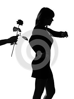 Stylish silhouette woman waiting late lover