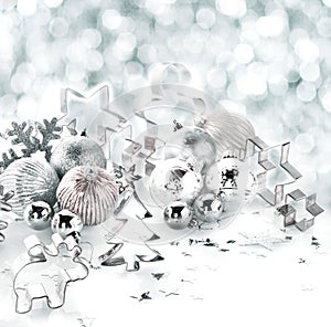 Stylish silver Christmas background still life