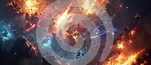 A multiplayer mobile MOBA game with a colorful team-based battle arena. photo