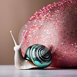A stylish snail in a sequined ballgown, ready for a formal dance5