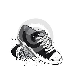 Stylish sneakers. Vector illustration for a postcard or a poster.