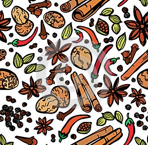 Stylish Spices Seamless Background