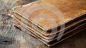 Stylish Stack of Brown Leather Wallets on Display