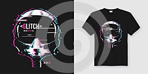 Stylish t-shirt and apparel trendy design with glitchy flight he