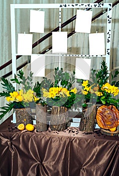 Stylish table list seating plan for wedding reception.