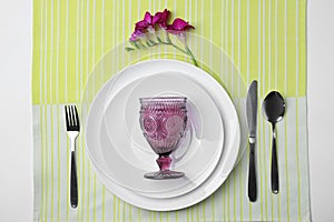 Stylish table setting on white background