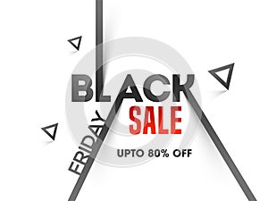 Stylish text of Black Friday with 80% discount offer on white background for Sale.