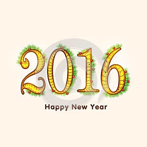 Stylish text for Happy New Year 2016.