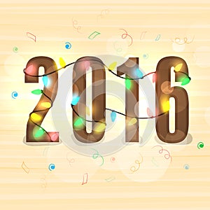 Stylish text for New Year 2016 celebration.